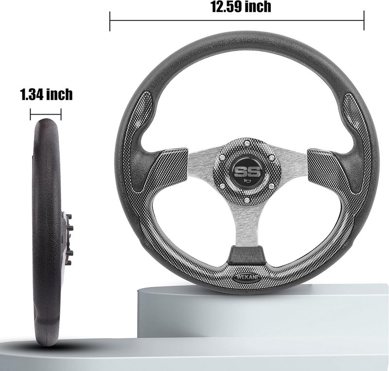 WEKANI Golf Cart Steering wheel for EZGO YAMAHA and Club Car Precedent Most Golf carts Silver Gray - Image 4